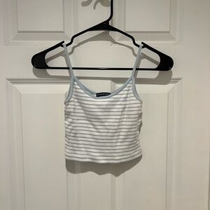 Brandy Melville Light Blue and White Striped Tank Top